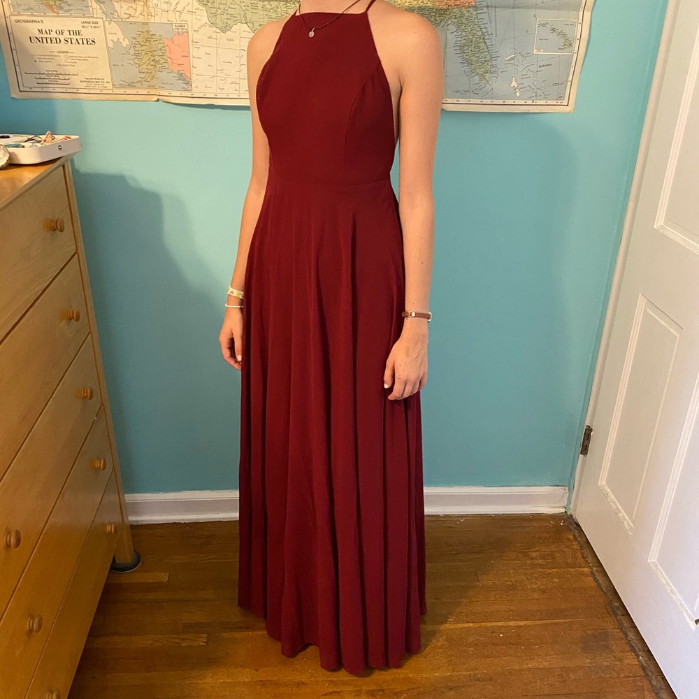 Lulus.com maroon prom dress